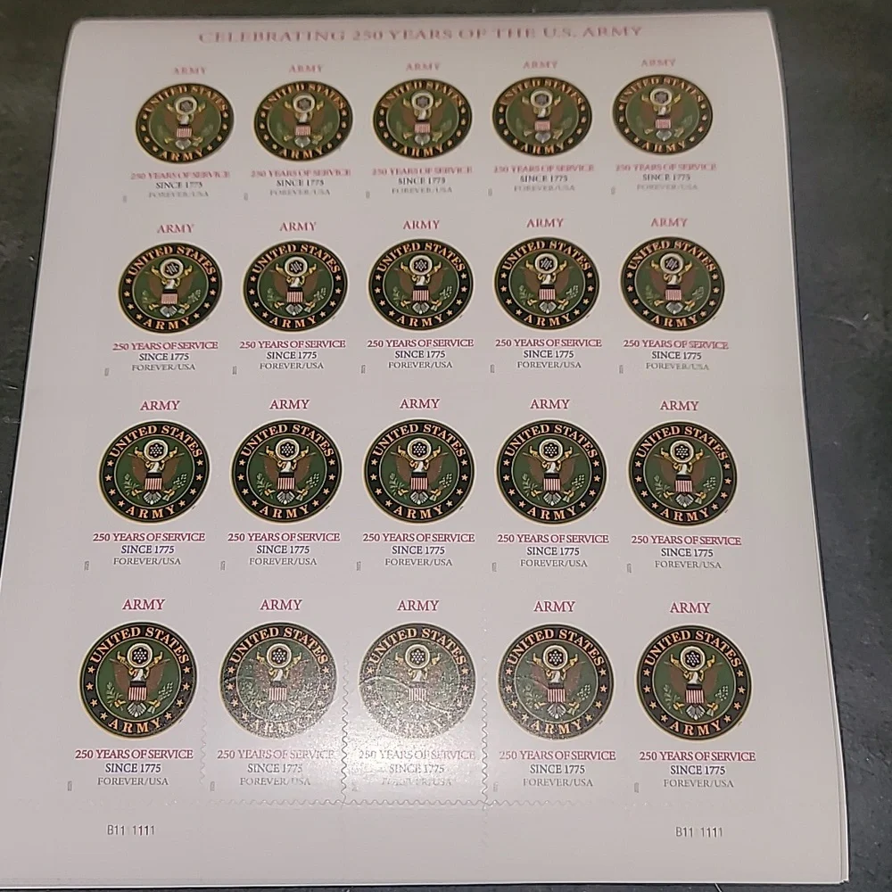 100 U.S. Army  250th USPS Stamps‎ Military Postage Stamp Army Marines